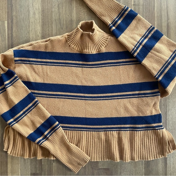 Arizona Mock Neck Long Sleeve Striped Pullover Sweater - Picture 2 of 2